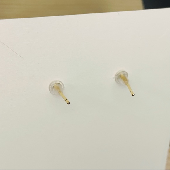 NEW Gold-Plated 925 Sterling Silver Asymmetrical CZ Bar Studs Inspired Style - Picture 5 of 13